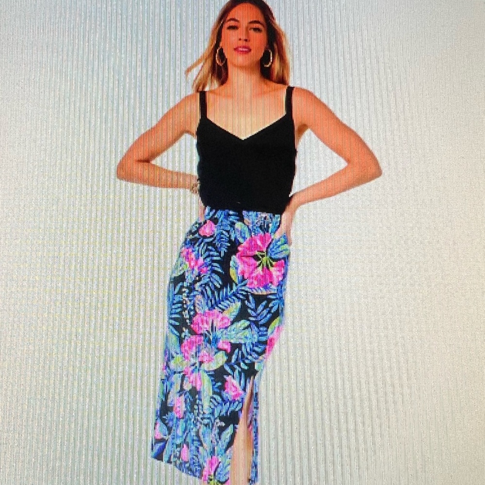 Lilly Pulitzer Floral Print Midi Skirt Size S